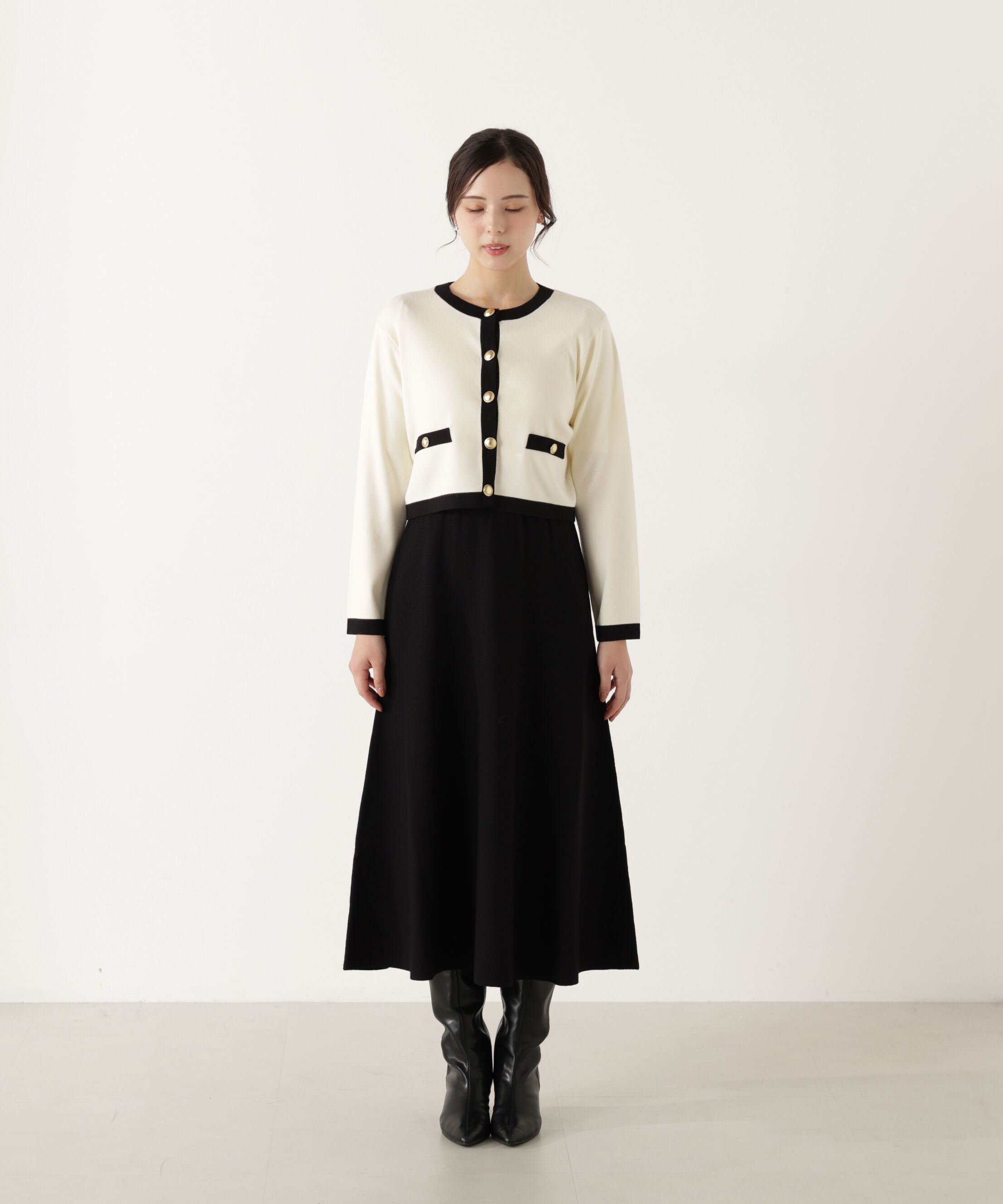 PROPORTION BODY DRESSING「バイカラーカーデセットアップ」|ワンピース|