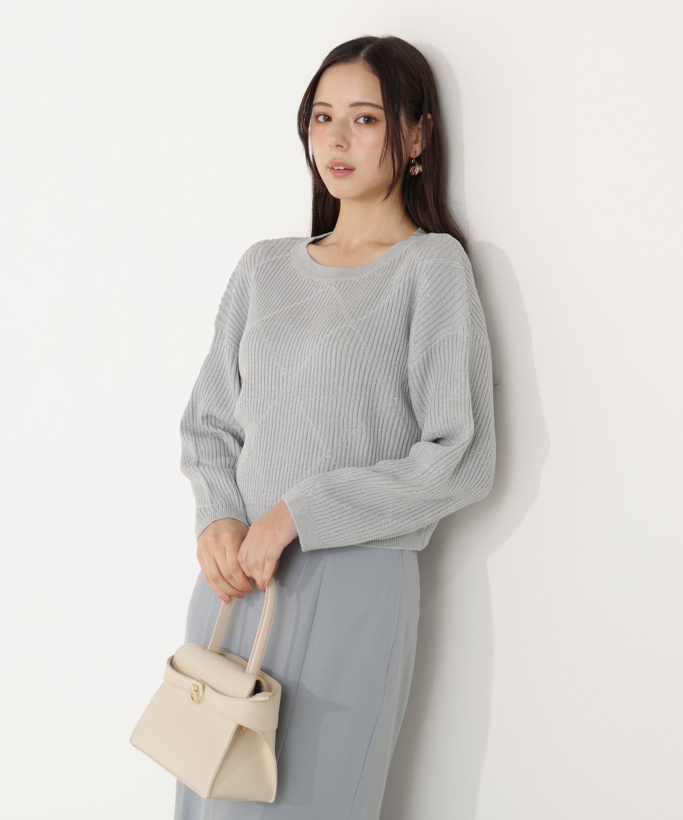 PROPORTION BODY DRESSING「ラメ入りアイレットボクシーニット」|ニット・セーター|ブルー