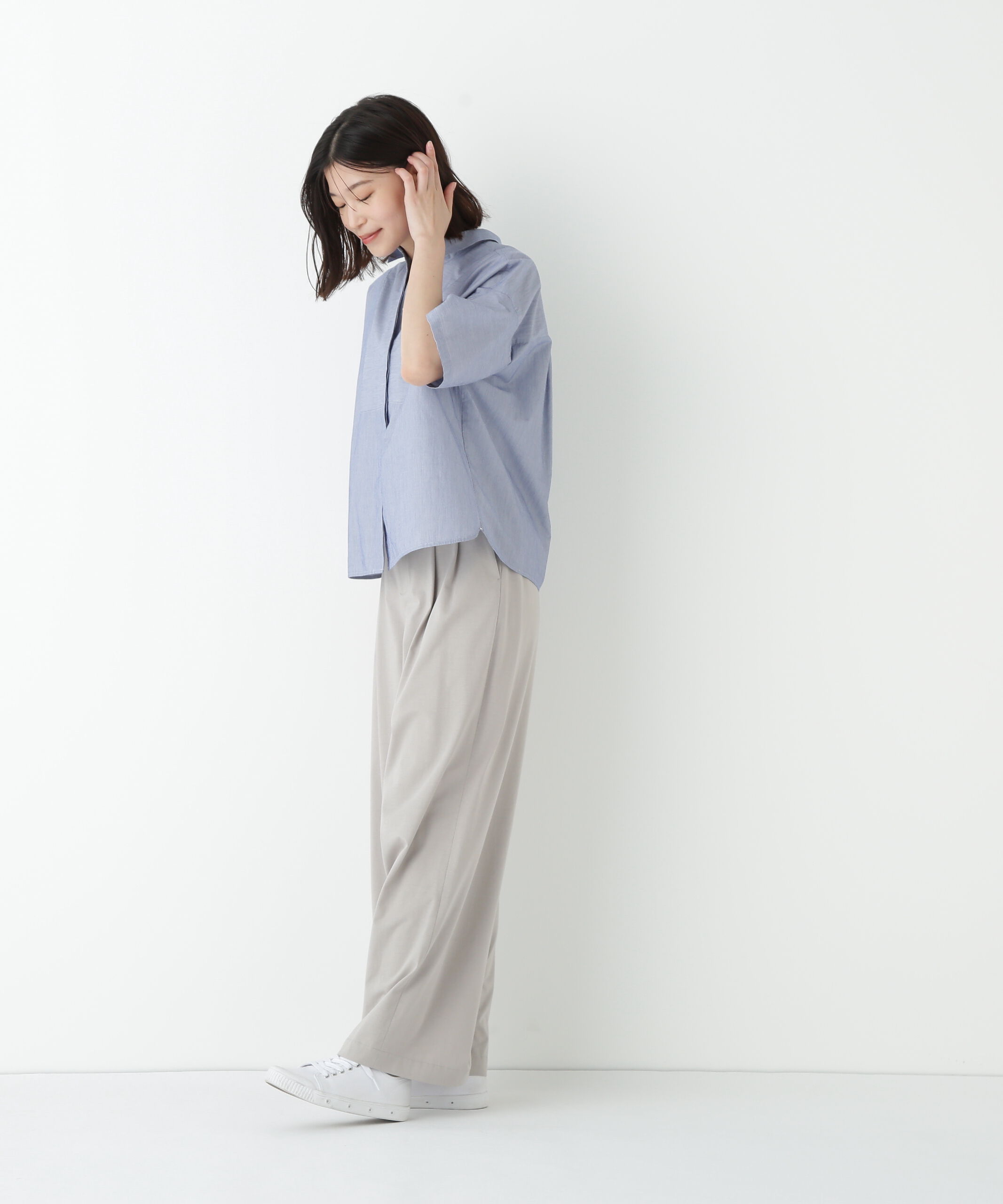  「◆コットンストライプボックスシャツ」|シャツ・ブラウス|