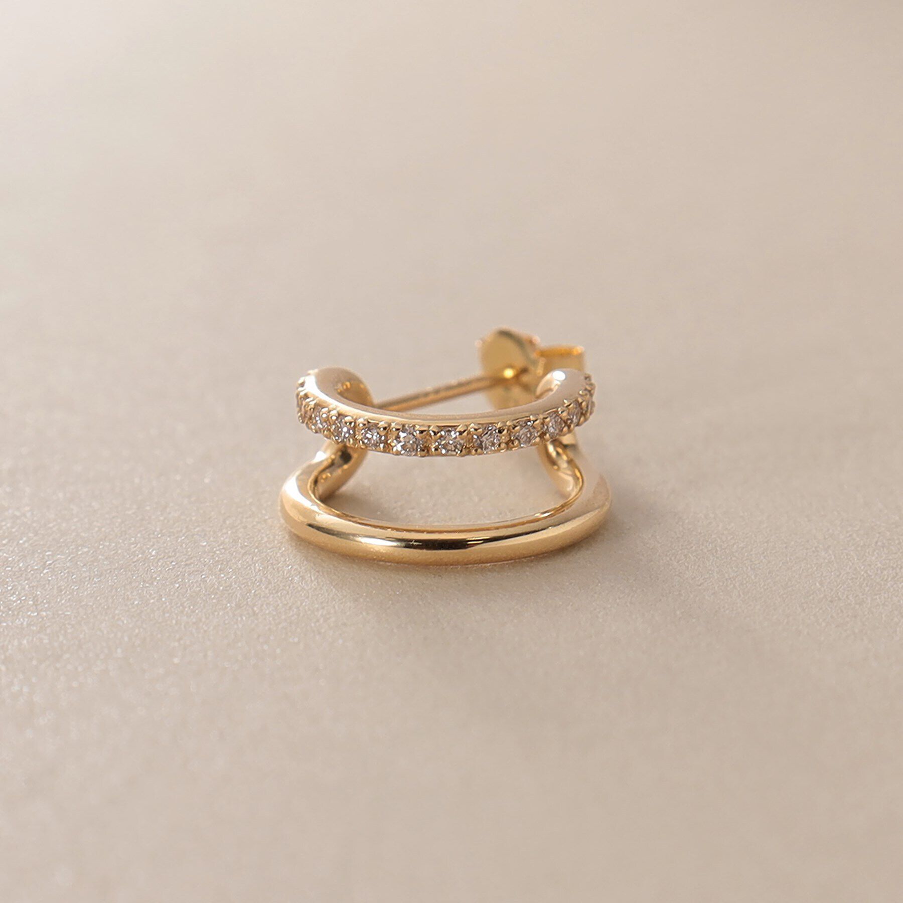 COCOSHNIK「K18ダイヤモンド スリットフープ スタッドピアス」|ピアス|