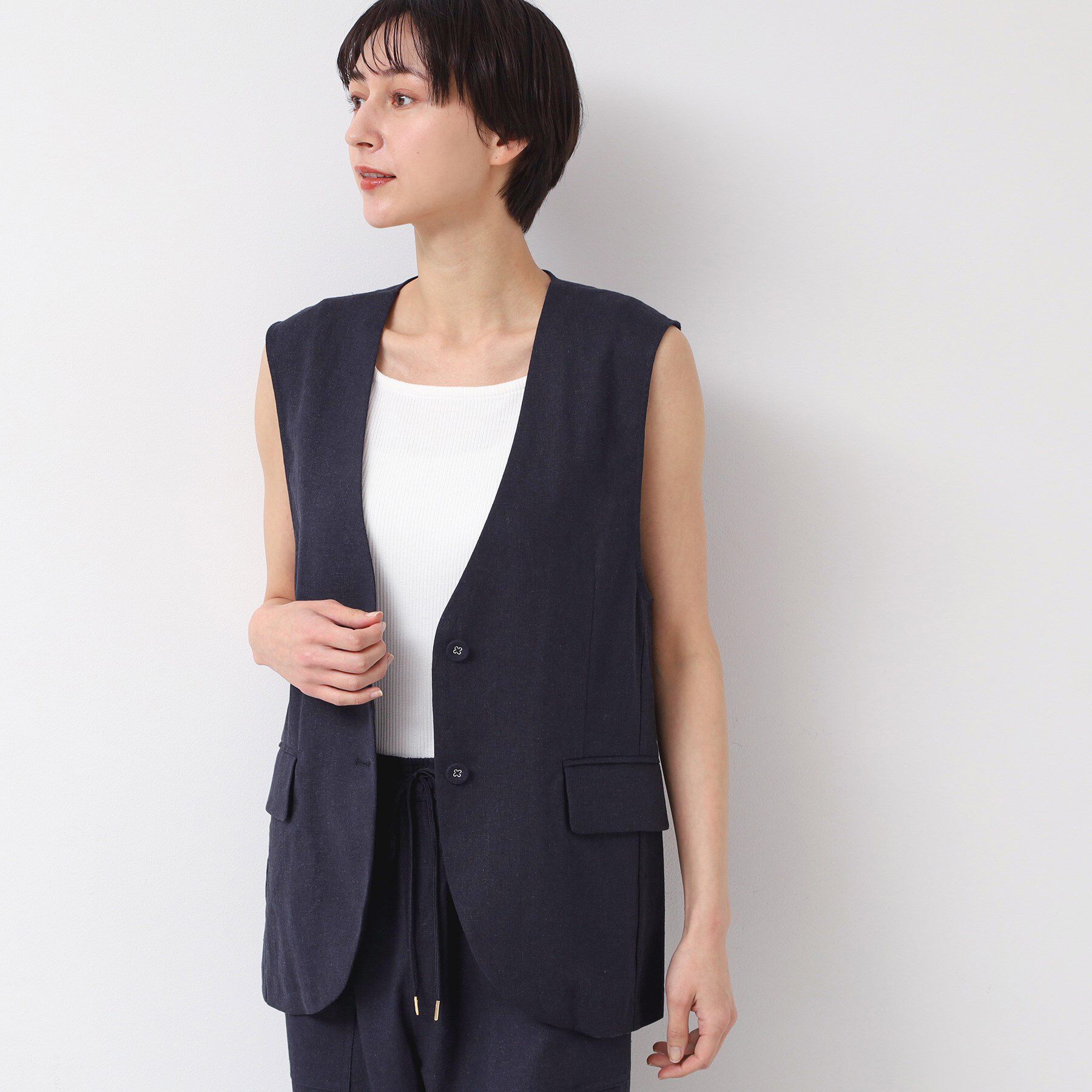 Dessin「【セットアップ可能・洗える】ボタン付きジレ」|ベスト・ジレ|