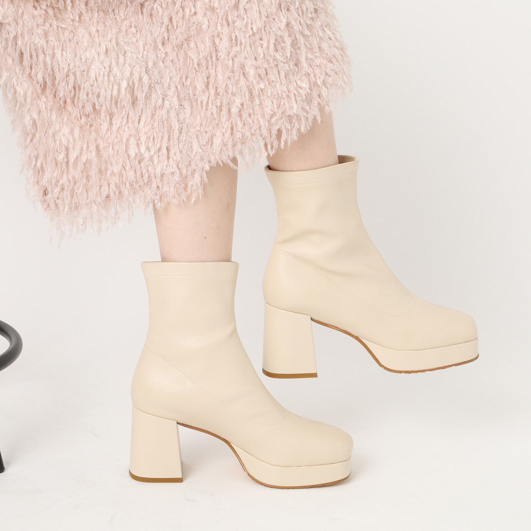 ESPERANZA「スクエアストレッチショートブーツ」|ショートブーツ|