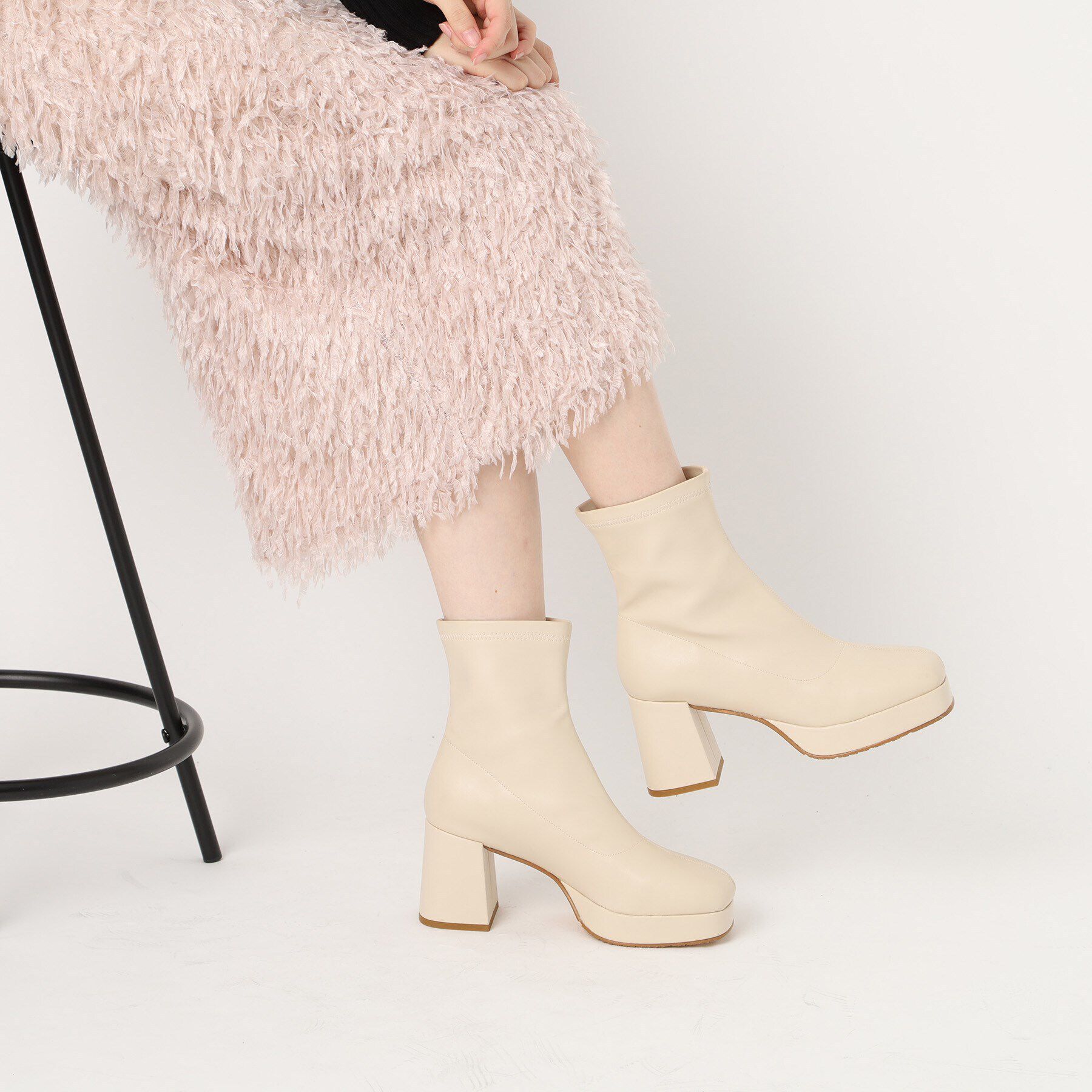 ESPERANZA「スクエアストレッチショートブーツ」|ショートブーツ|