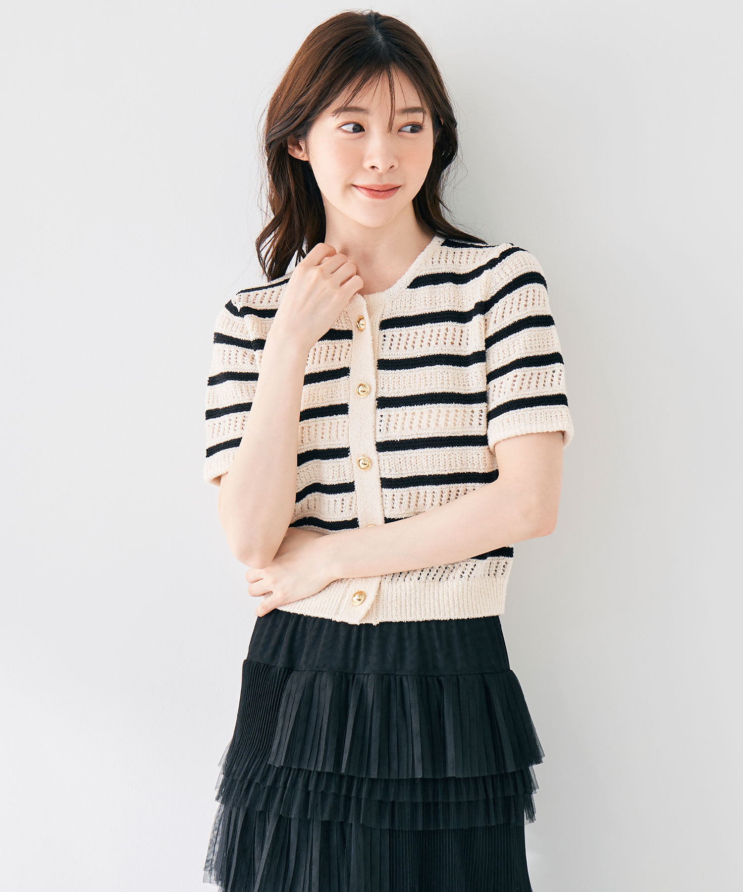 COCO DEAL「ボーダーニットカーディガン」|ニット・セーター|