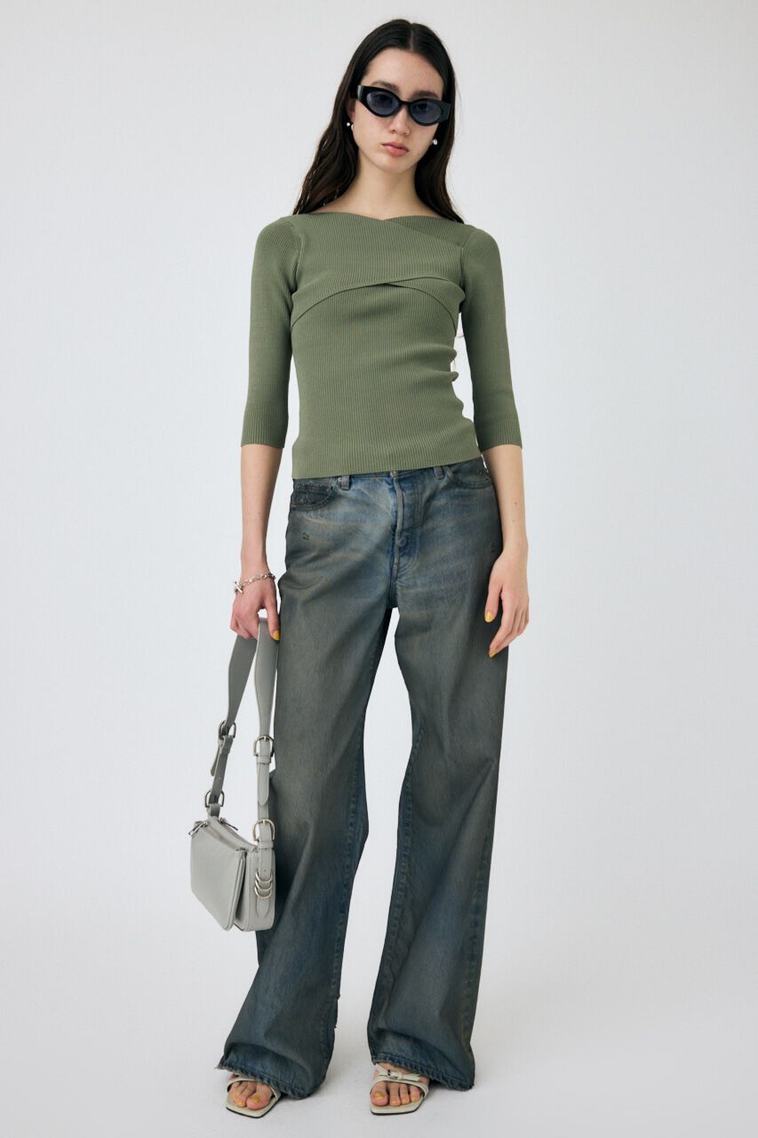 MOUSSY「CROSS OFF SHOULDER ニットトップス」|ニット・セーター|