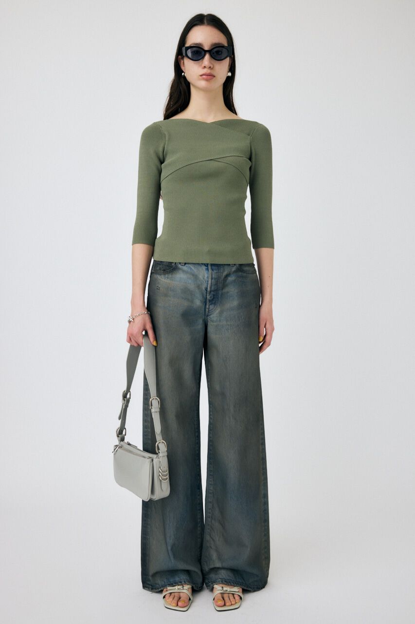 MOUSSY「CROSS OFF SHOULDER ニットトップス」|ニット・セーター|