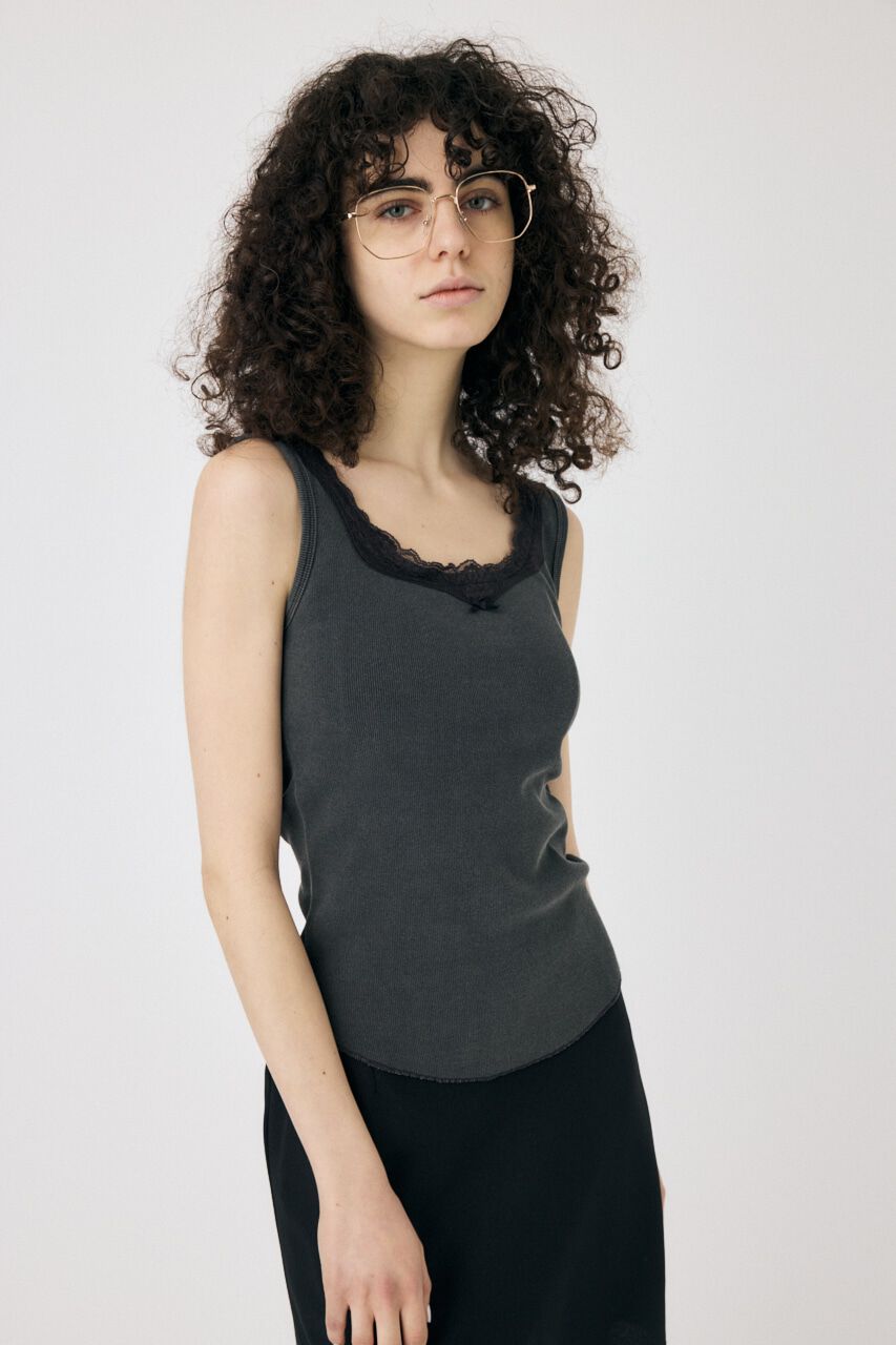 MOUSSY「LACE TRIM タンクトップ」|タンクトップ|GRY