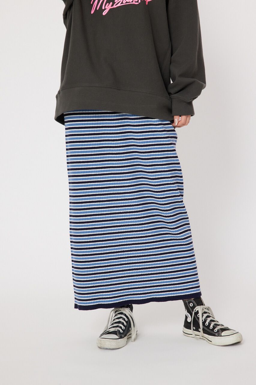 RODEO CROWNS「ボーダーリブニット スカート」|スカート|柄NVY5