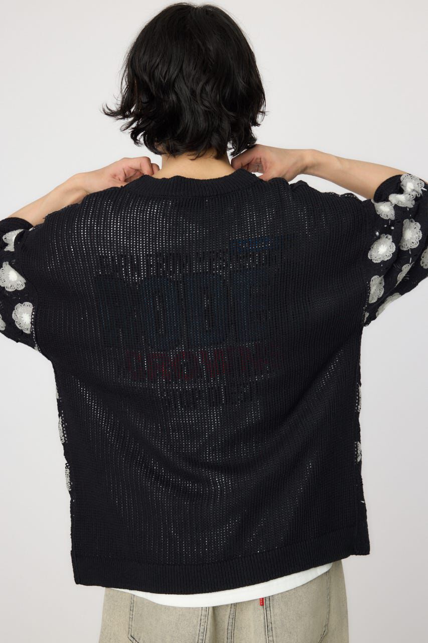 RODEO CROWNS「クロシェフラワー半袖ニットカーディガン」|カーディガン|