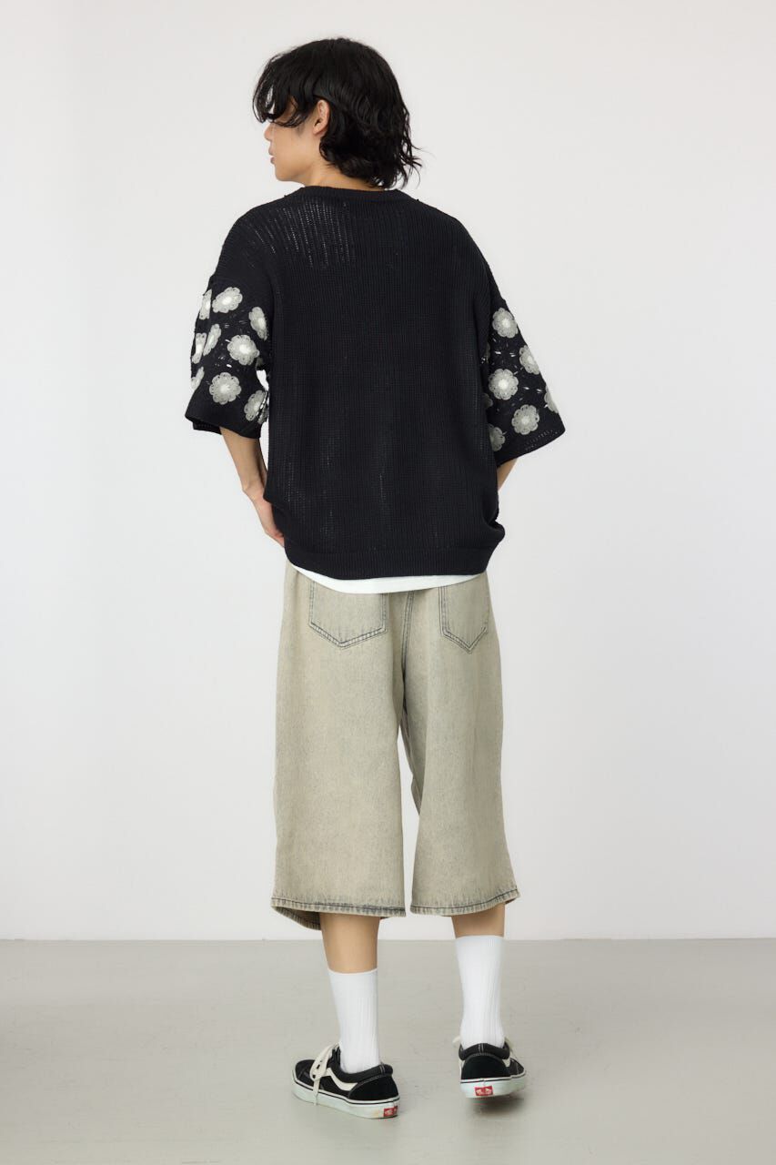 RODEO CROWNS「クロシェフラワー半袖ニットカーディガン」|カーディガン|