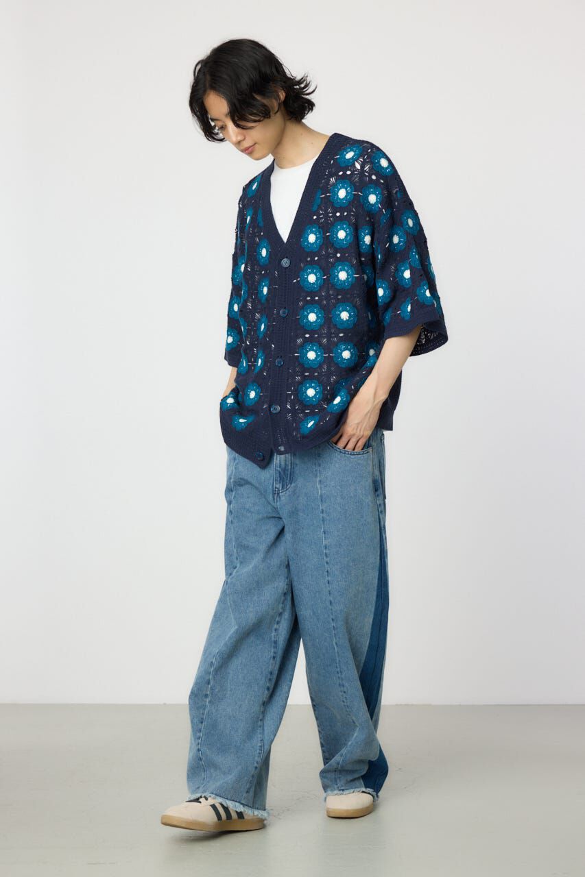 RODEO CROWNS「クロシェフラワー半袖ニットカーディガン」|カーディガン|