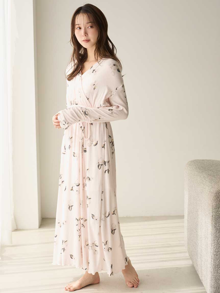 SNIDEL HOME「プリントカシュクールワンピース」|ルームウェア|