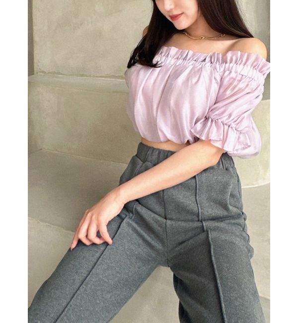 RESEXXY「クロップドオフショルトップス」|シャツ・ブラウス|ラベンダー