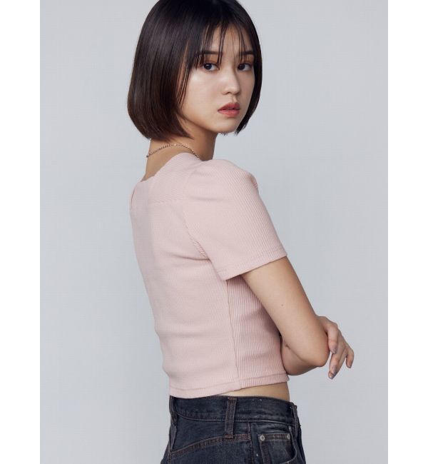 EMODA「フロントボタンショートリブトップ」|Tシャツ・カットソー|