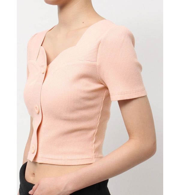 EMODA「フロントボタンショートリブトップ」|Tシャツ・カットソー|