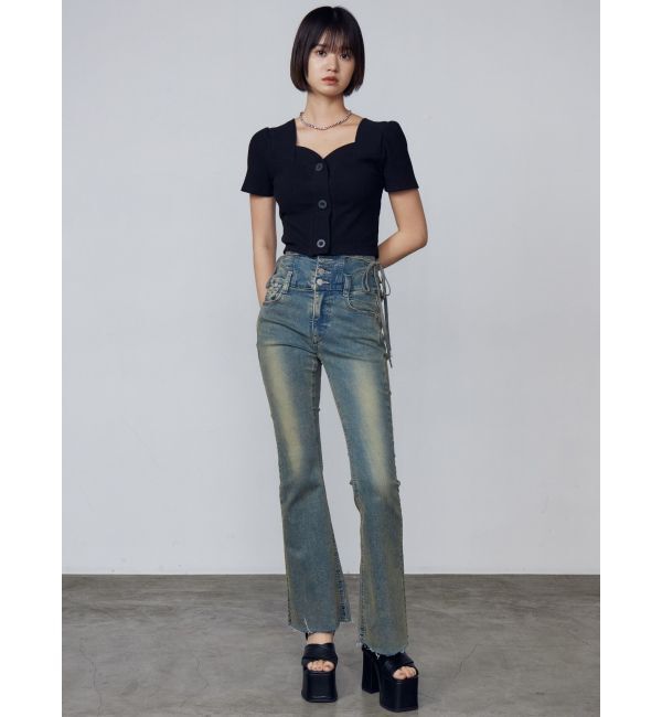 EMODA「フロントボタンショートリブトップ」|Tシャツ・カットソー|