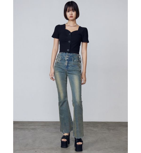 EMODA「フロントボタンショートリブトップ」|Tシャツ・カットソー|