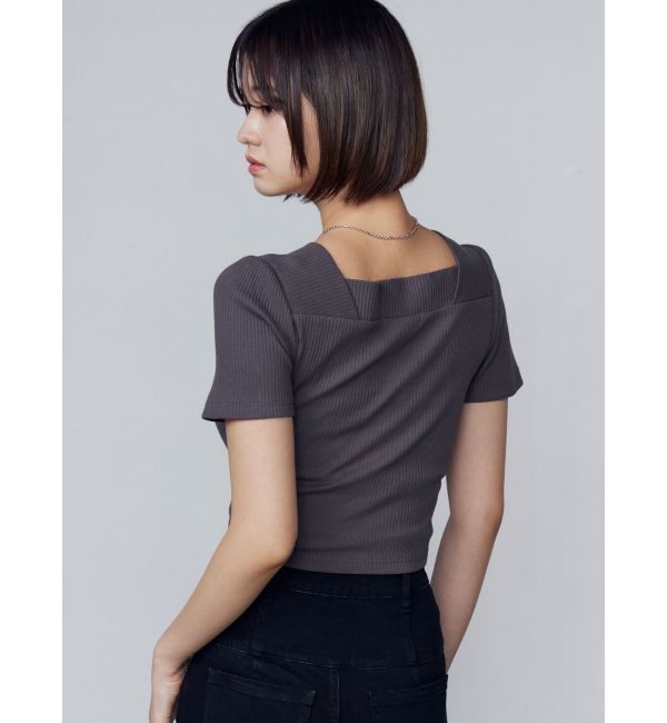 EMODA「フロントボタンショートリブトップ」|Tシャツ・カットソー|