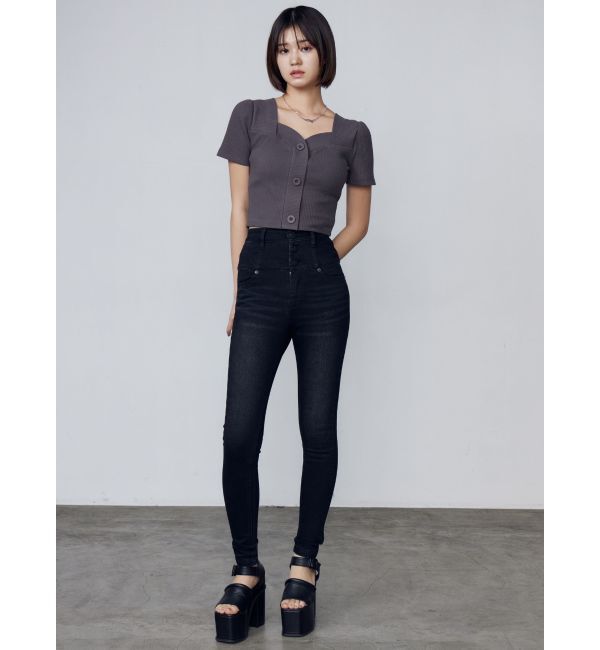 EMODA「フロントボタンショートリブトップ」|Tシャツ・カットソー|