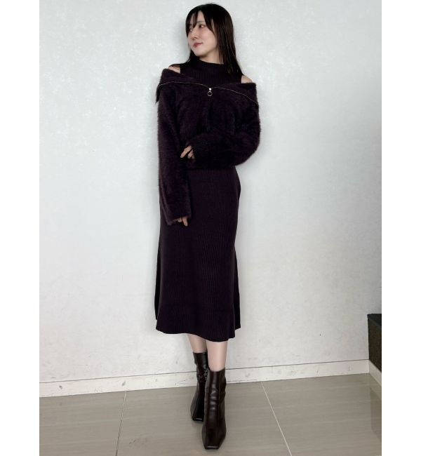 MERCURYDUO「ミニシャギーハーフジップニットセットワンピース」|ワンピース|