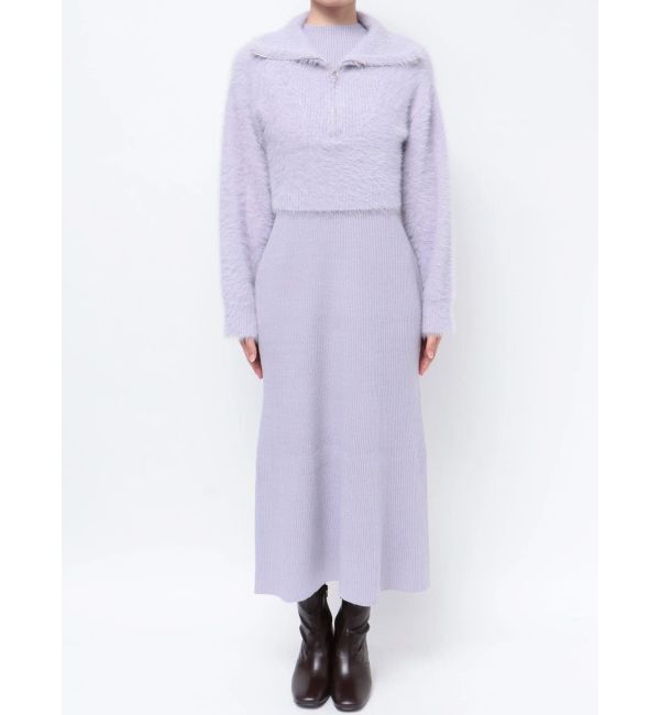 MERCURYDUO「ミニシャギーハーフジップニットセットワンピース」|ワンピース|