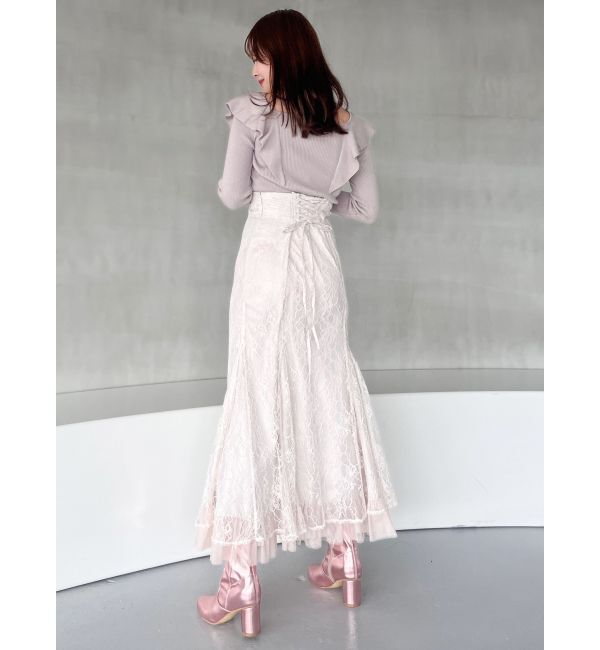 MERCURYDUO「2WAYフォールドラッフルロングスリーブニット」|ニット・セーター|