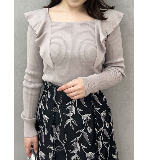 MERCURYDUO「2WAYフォールドラッフルロングスリーブニット」|ニット・セーター|