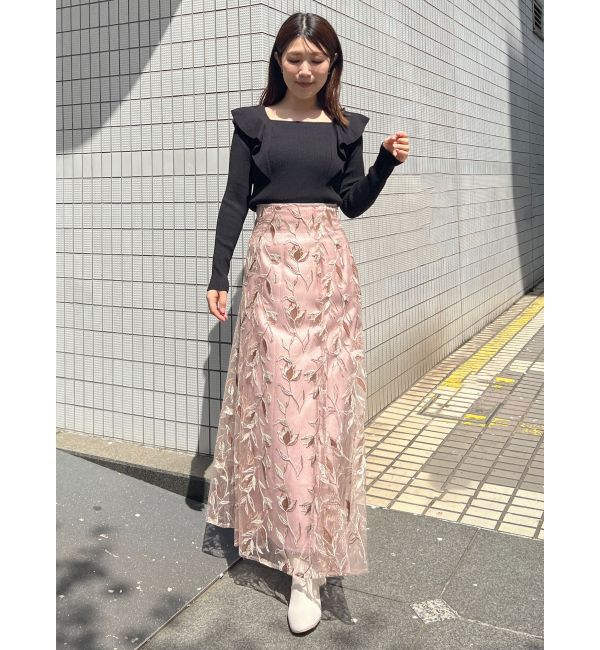 MERCURYDUO「2WAYフォールドラッフルロングスリーブニット」|ニット・セーター|