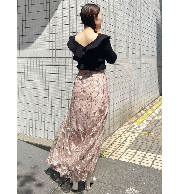 MERCURYDUO「2WAYフォールドラッフルロングスリーブニット」|ニット・セーター|