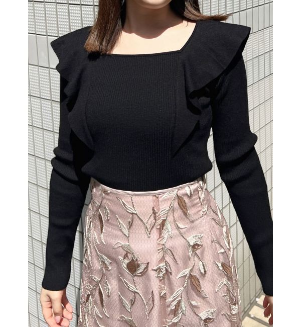 MERCURYDUO「2WAYフォールドラッフルロングスリーブニット」|ニット・セーター|