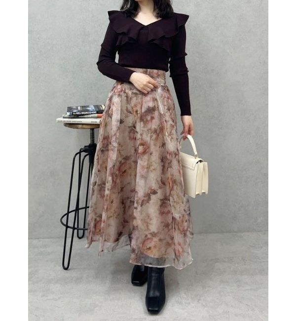 MERCURYDUO「2WAYフォールドラッフルロングスリーブニット」|ニット・セーター|