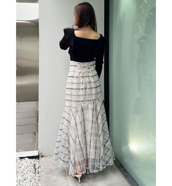 MERCURYDUO「2WAYフォールドラッフルロングスリーブニット」|ニット・セーター|