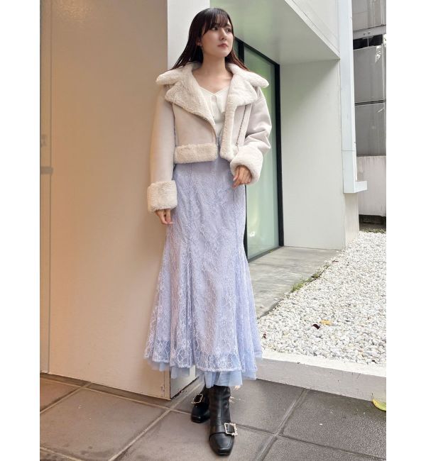 MERCURYDUO「2WAYフォールドラッフルロングスリーブニット」|ニット・セーター|