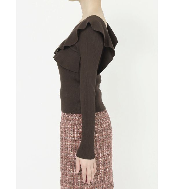 MERCURYDUO「2WAYフォールドラッフルロングスリーブニット」|ニット・セーター|