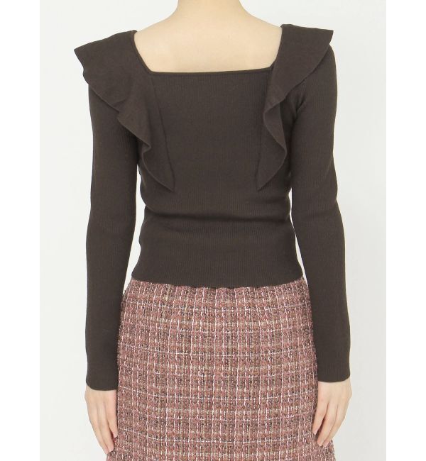 MERCURYDUO「2WAYフォールドラッフルロングスリーブニット」|ニット・セーター|