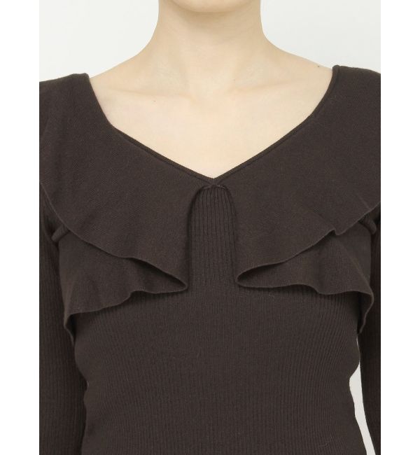 MERCURYDUO「2WAYフォールドラッフルロングスリーブニット」|ニット・セーター|