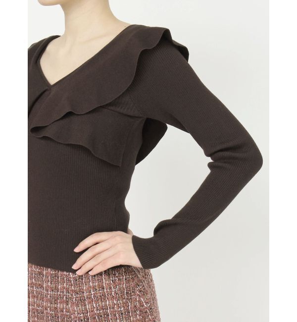 MERCURYDUO「2WAYフォールドラッフルロングスリーブニット」|ニット・セーター|