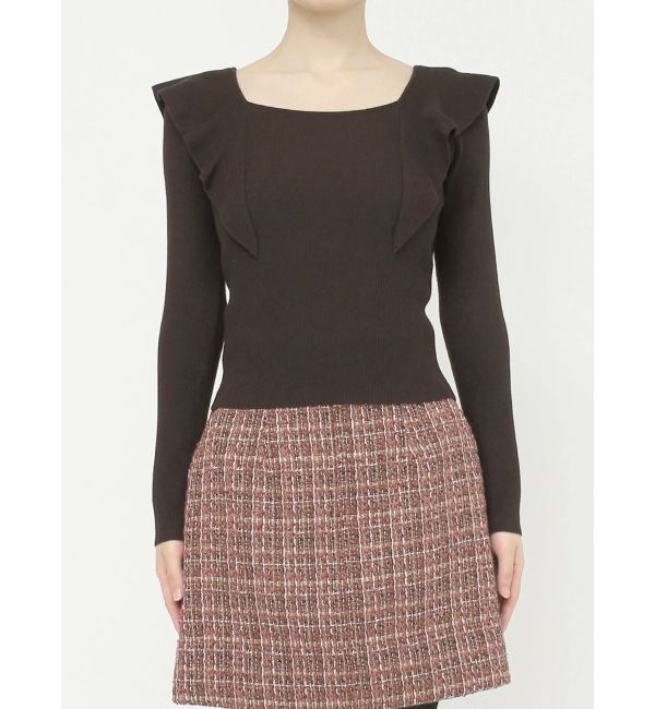 MERCURYDUO「2WAYフォールドラッフルロングスリーブニット」|ニット・セーター|