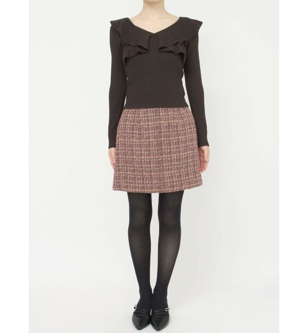 MERCURYDUO「2WAYフォールドラッフルロングスリーブニット」|ニット・セーター|