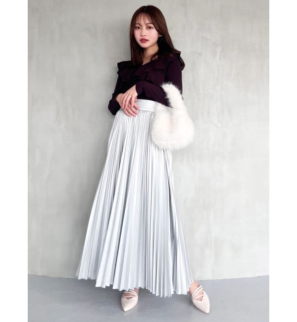 MERCURYDUO「2WAYフォールドラッフルロングスリーブニット」|ニット・セーター|