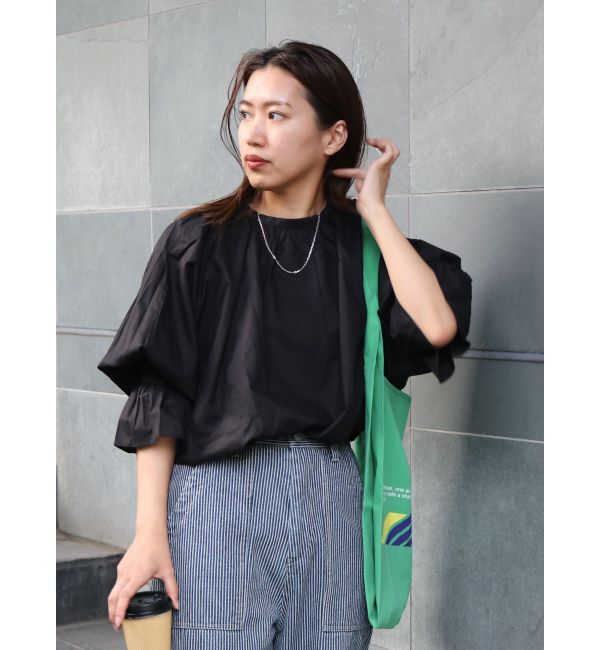 Ungrid「ハーフスリーブボリュームブラウス」|シャツ・ブラウス|ブラック
