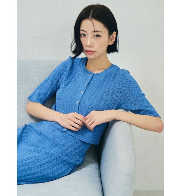 LAGUNAMOON「バイカラーサイドラインレースニットセットアップ」|ワンピース|