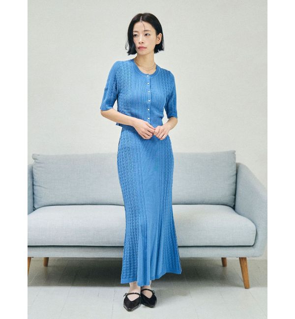 LAGUNAMOON「バイカラーサイドラインレースニットセットアップ」|ワンピース|