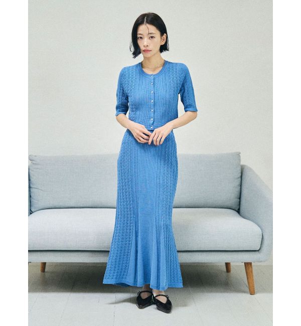 LAGUNAMOON「バイカラーサイドラインレースニットセットアップ」|ワンピース|