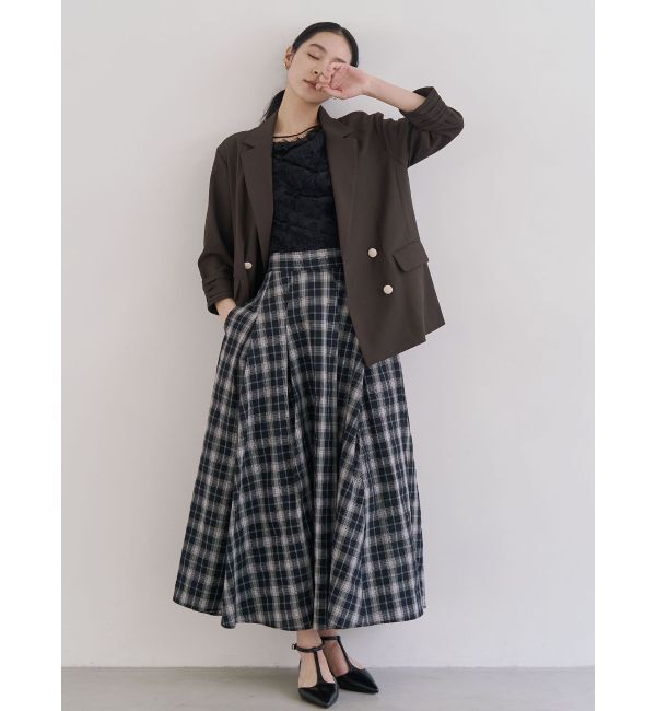LAGUNAMOON「チェックタックフレアスカート」|スカート|