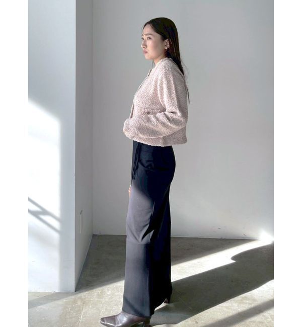 LAGUNAMOON「ミックスヤーンノーカラーニットカーディガン」|カーディガン|