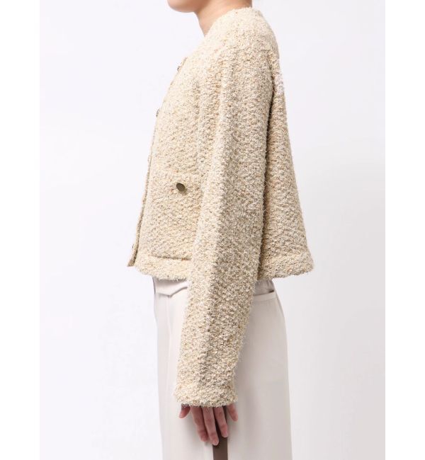 LAGUNAMOON「ミックスヤーンノーカラーニットカーディガン」|カーディガン|