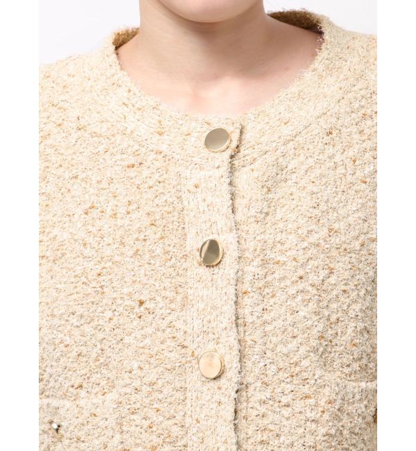 LAGUNAMOON「ミックスヤーンノーカラーニットカーディガン」|カーディガン|