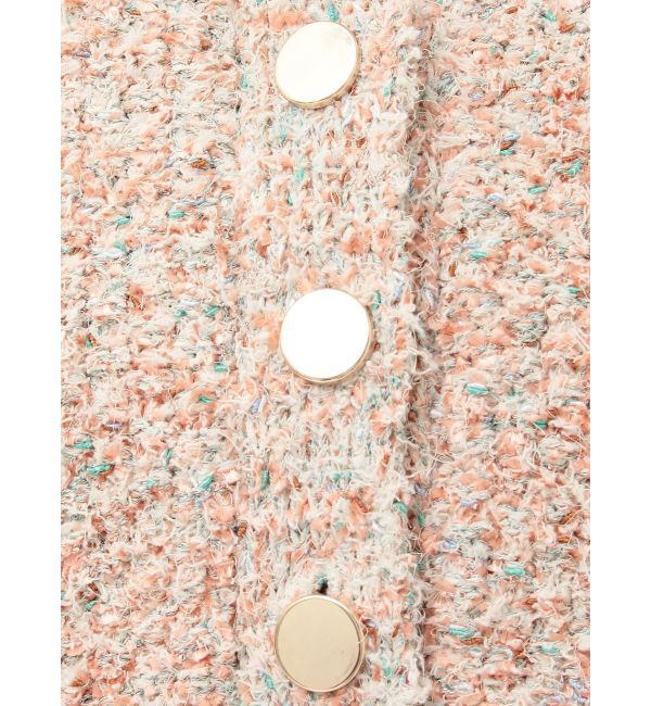 LAGUNAMOON「ミックスヤーンノーカラーニットカーディガン」|カーディガン|