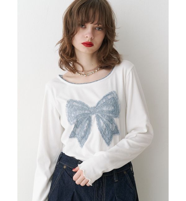 jouetie「レースリボンモチーフトップス」|Tシャツ・カットソー|オフホワイト